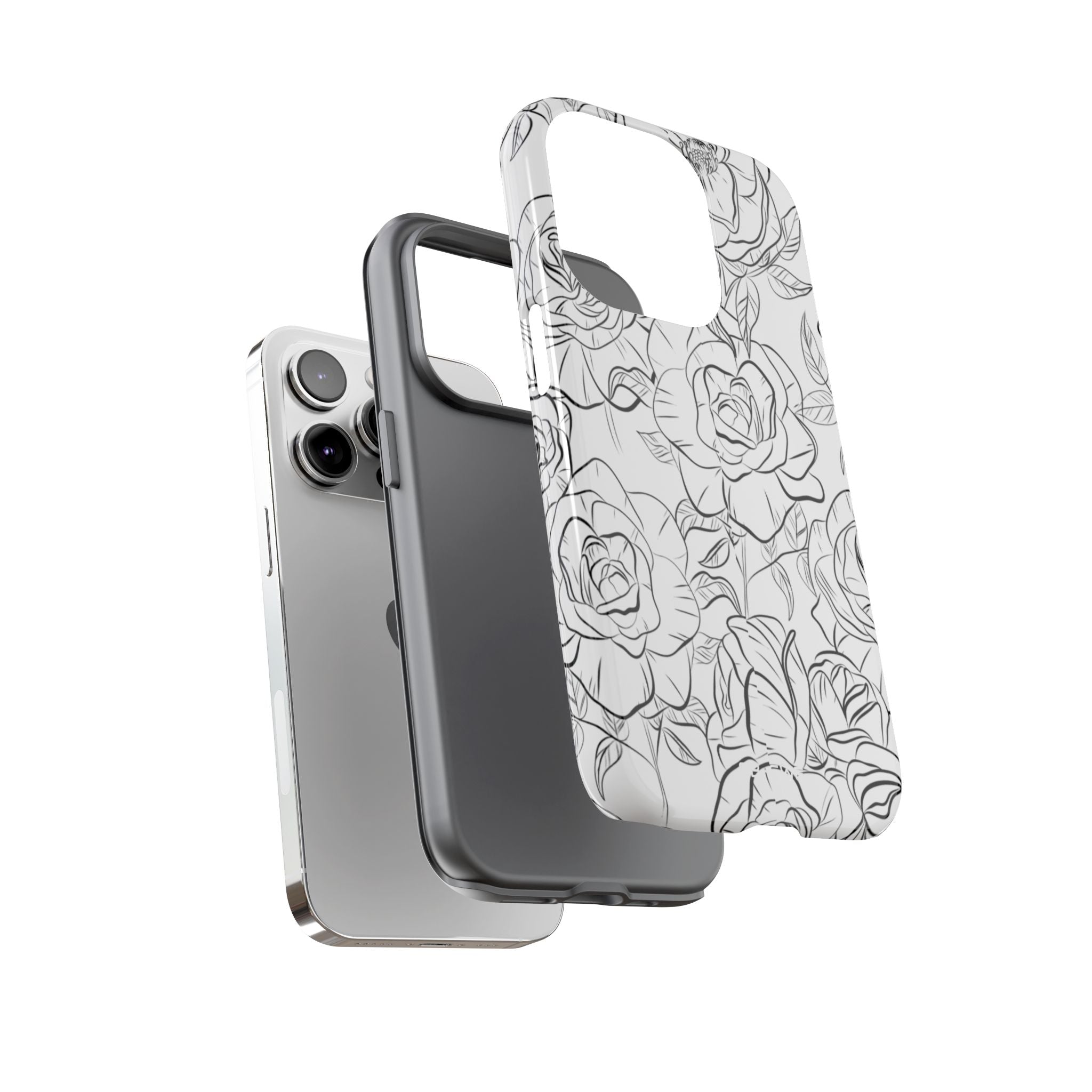 Intricate Rose Sketches - iPhone Case