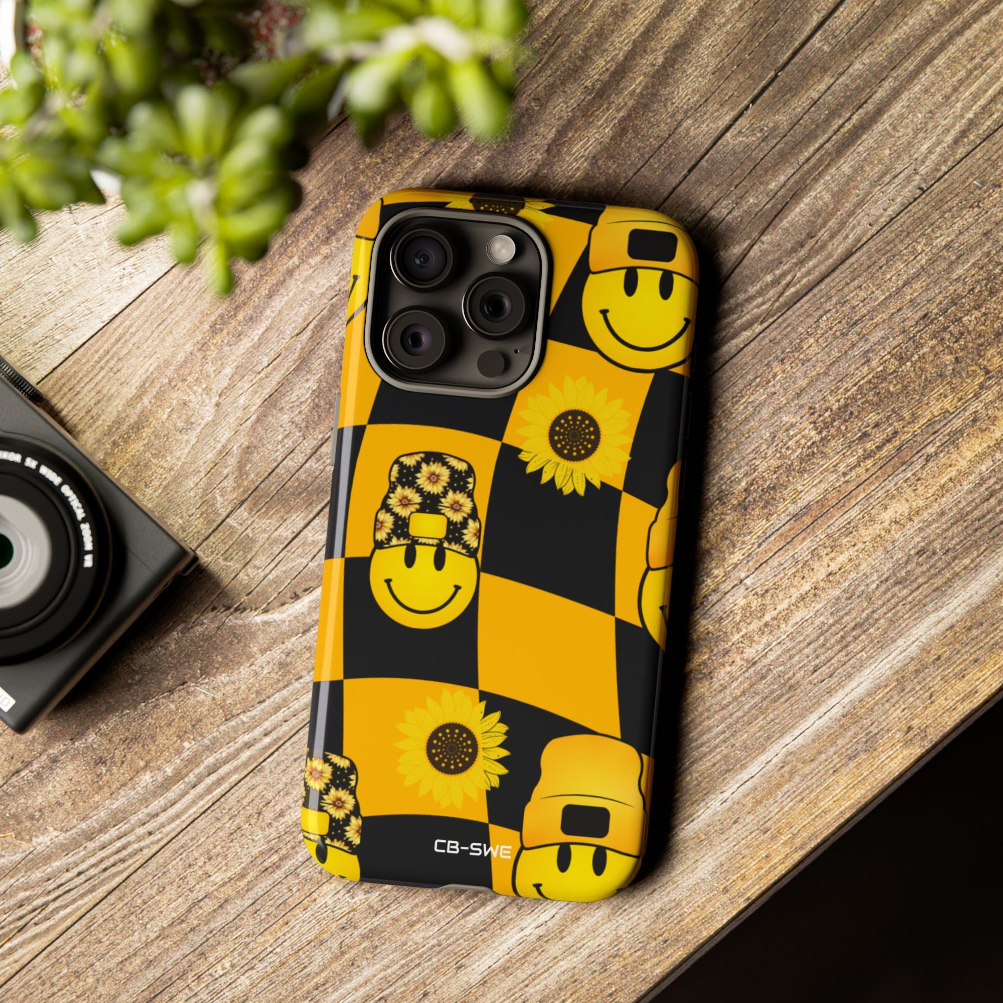 Joyful Checkered Smiles - iPhone Case
