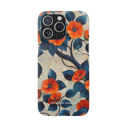 Orange Blossoms Mosaic Harmony iPhone 15 - Slim Phone Case