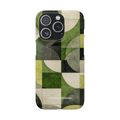 Green Geometric Harmony - Slim iPhone 15 Phone Case