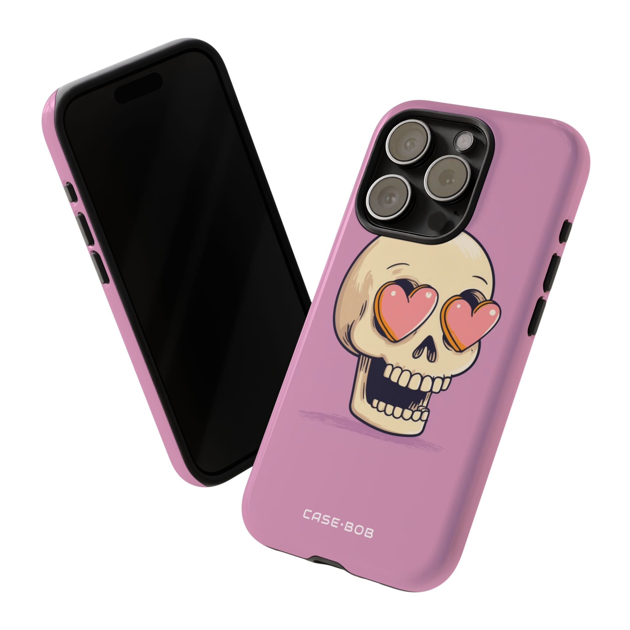 Heart Eyed Skull iPhone 15 Pro Case - Tough