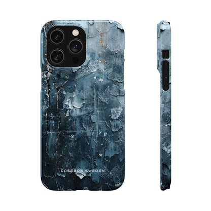 Weathered Blue Tapestry with Cracked Layers iPhone 14 - Slim Phone Case