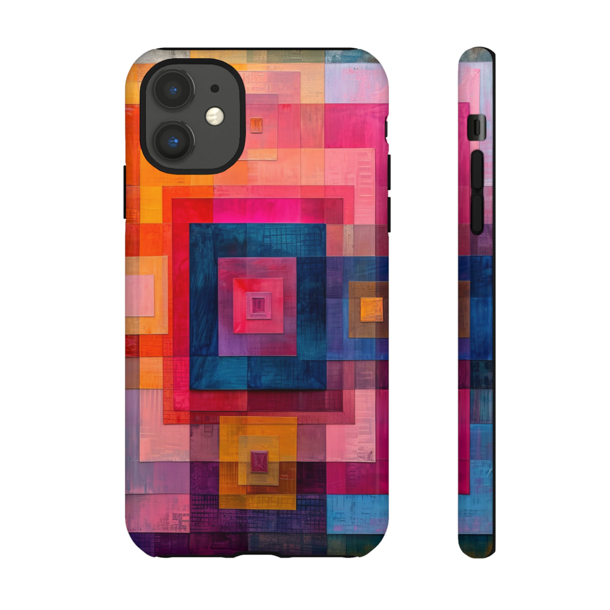 Center-Out Pastel Squares - Protective Phone Case