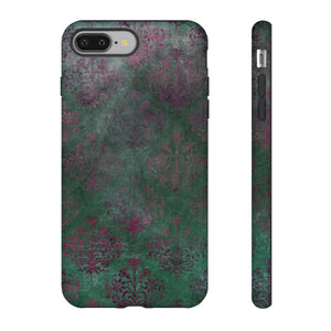 Green Damask Gothic Flower - Protective Phone Case