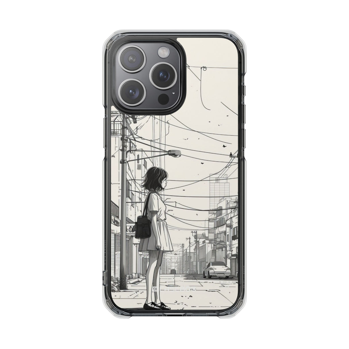 Urban Solitude Sketch - Phone Case for iPhone (Clear Impact - Magnetic)