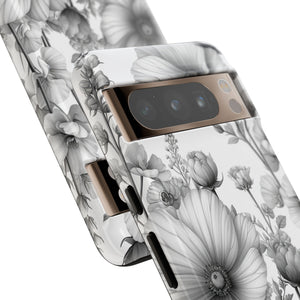 Monochrome Flora | Protective Phone Case for Google Pixel