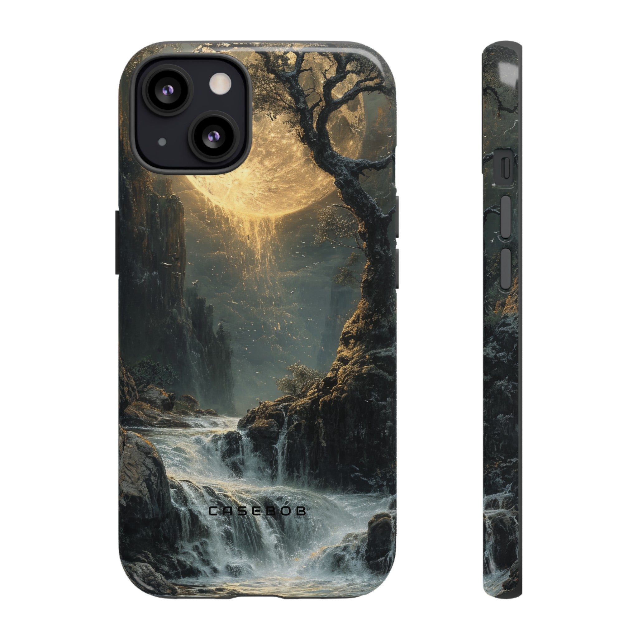 Moonlit Waterfall Silence - Protective Phone Case