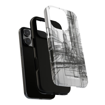 Urban Complexity: Black Lines Design - for iPhone 16