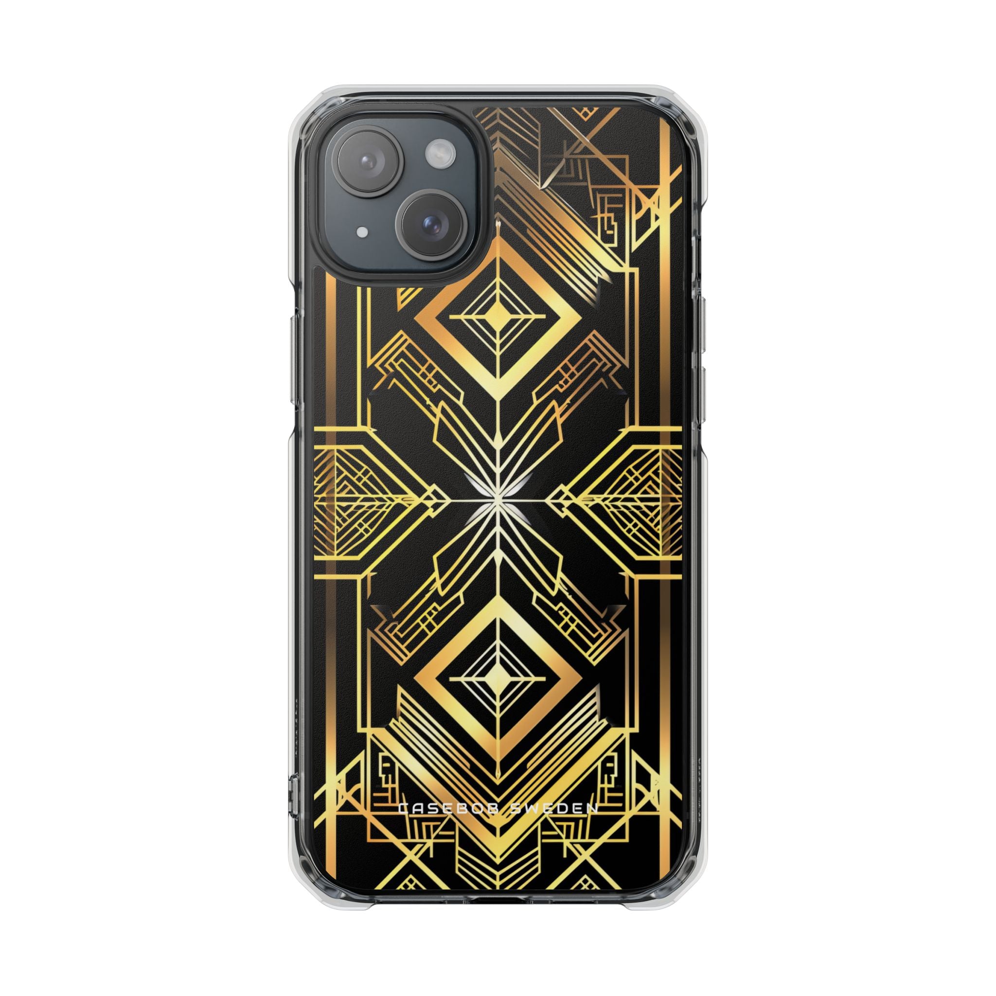 Golden Geometric Opulence iPhone 15 - Clear Impact Phone Case