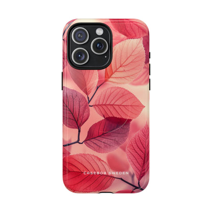 Elegant Pink Leaves iPhone 15 | Tough+ Phone Case