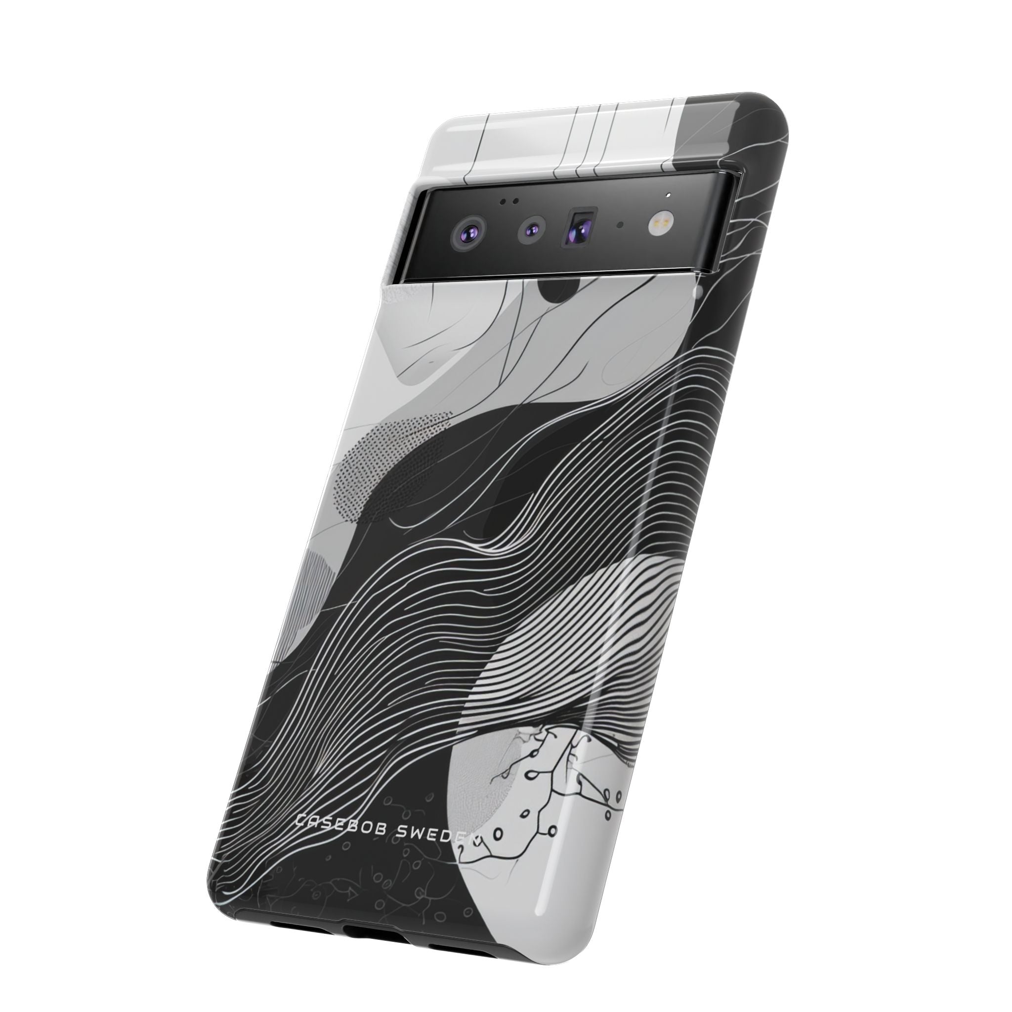 Fluid Rhythms: Monochrome Line Flow Google Pixel 6 - Tough Phone Case