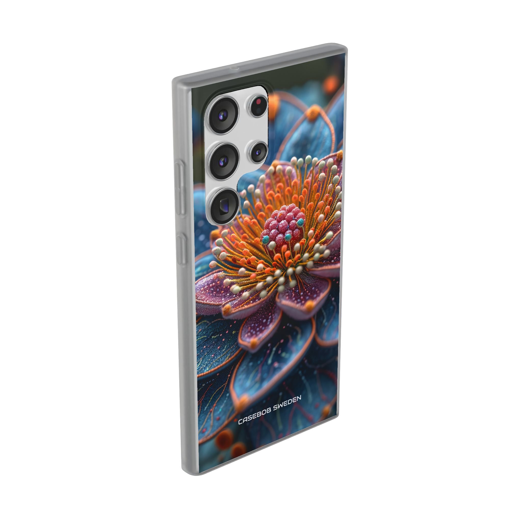 Blue-Orange Floral Swirl - Flexi Samsung S23 Phone Case