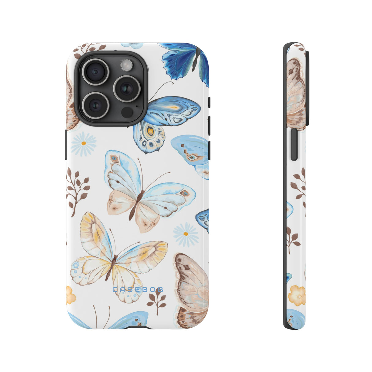 Flying Butterflies, Blue and Yellow iPhone case (Protective) - Protective Phone Case