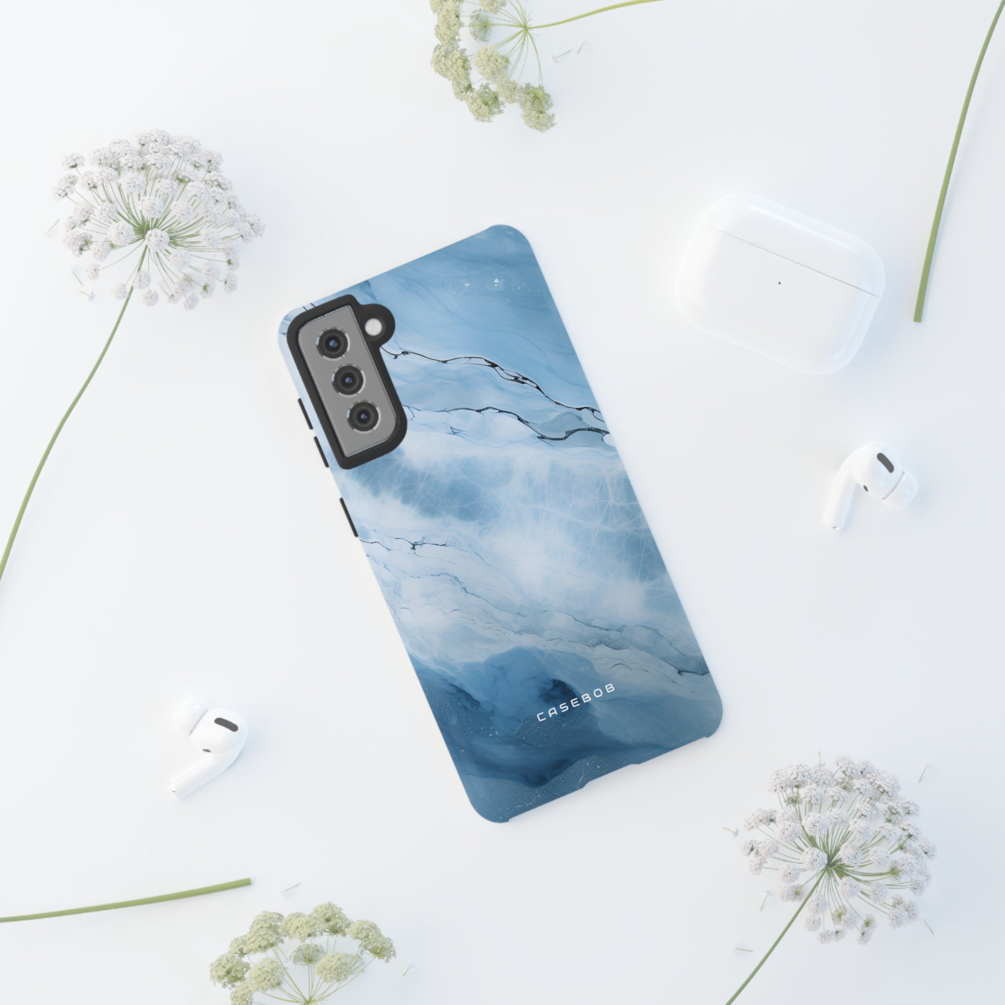 Light Navy Marble - Protective Phone Case