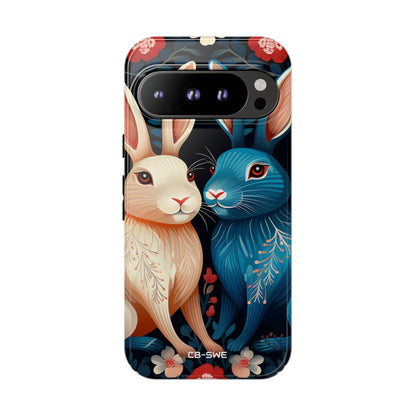 Rabbits Embrace Blossoms - Google Pixel Case