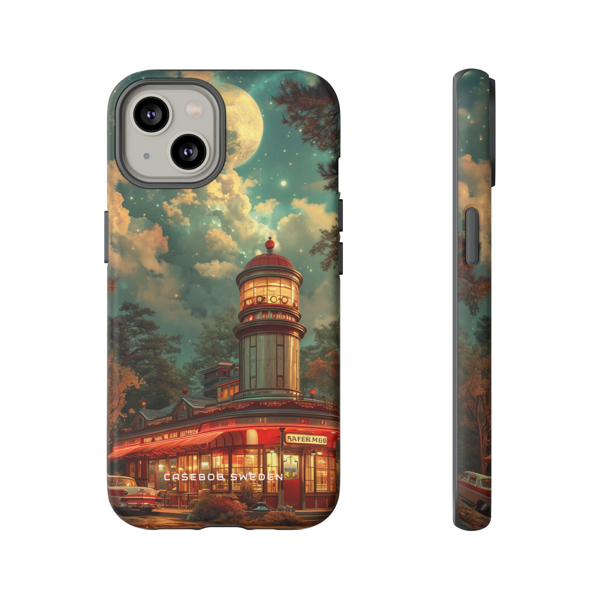 Vintage Moonlit Diner Fantasy iPhone 14 - Tough Phone Case