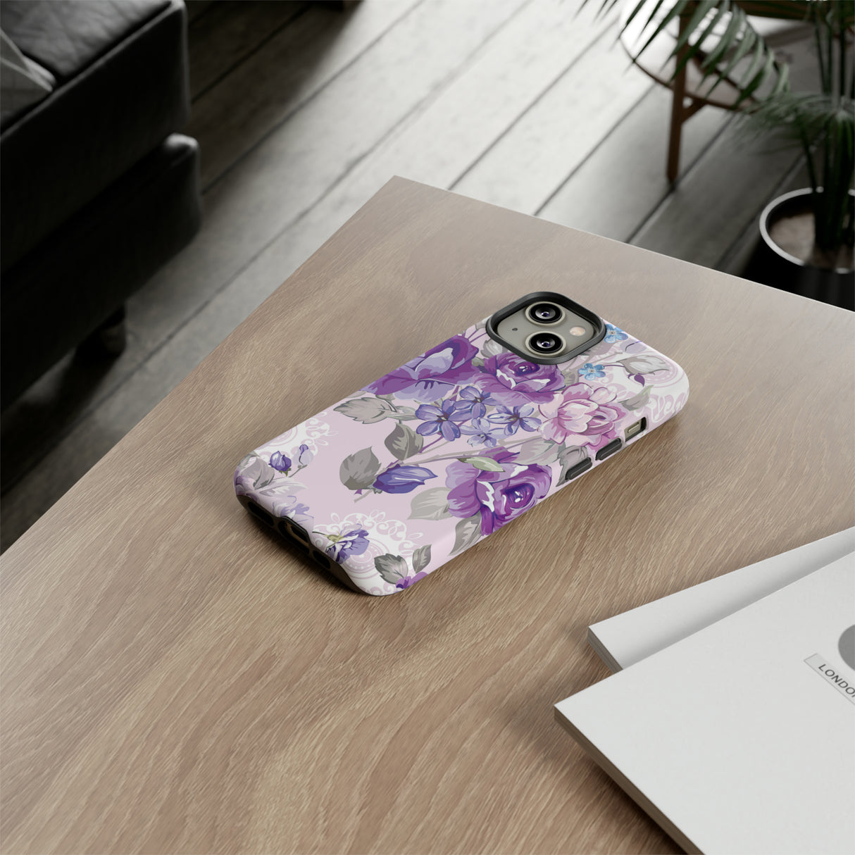 Beautiful vintage purple flower iPhone case (Protective) - Protective Phone Case