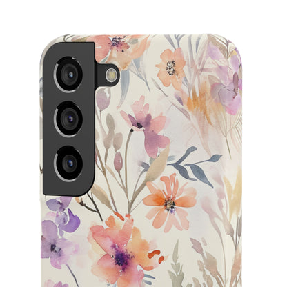 Soft Pink Floral Watercolor Design - Slim Samsung S22 Phone Case