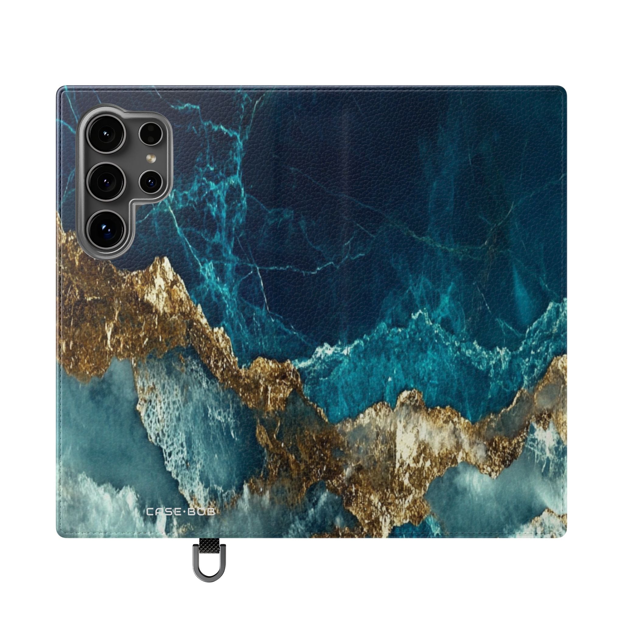 Kultainen murtuma sininen - Samsung S24 Ultra -lompakkokotelo