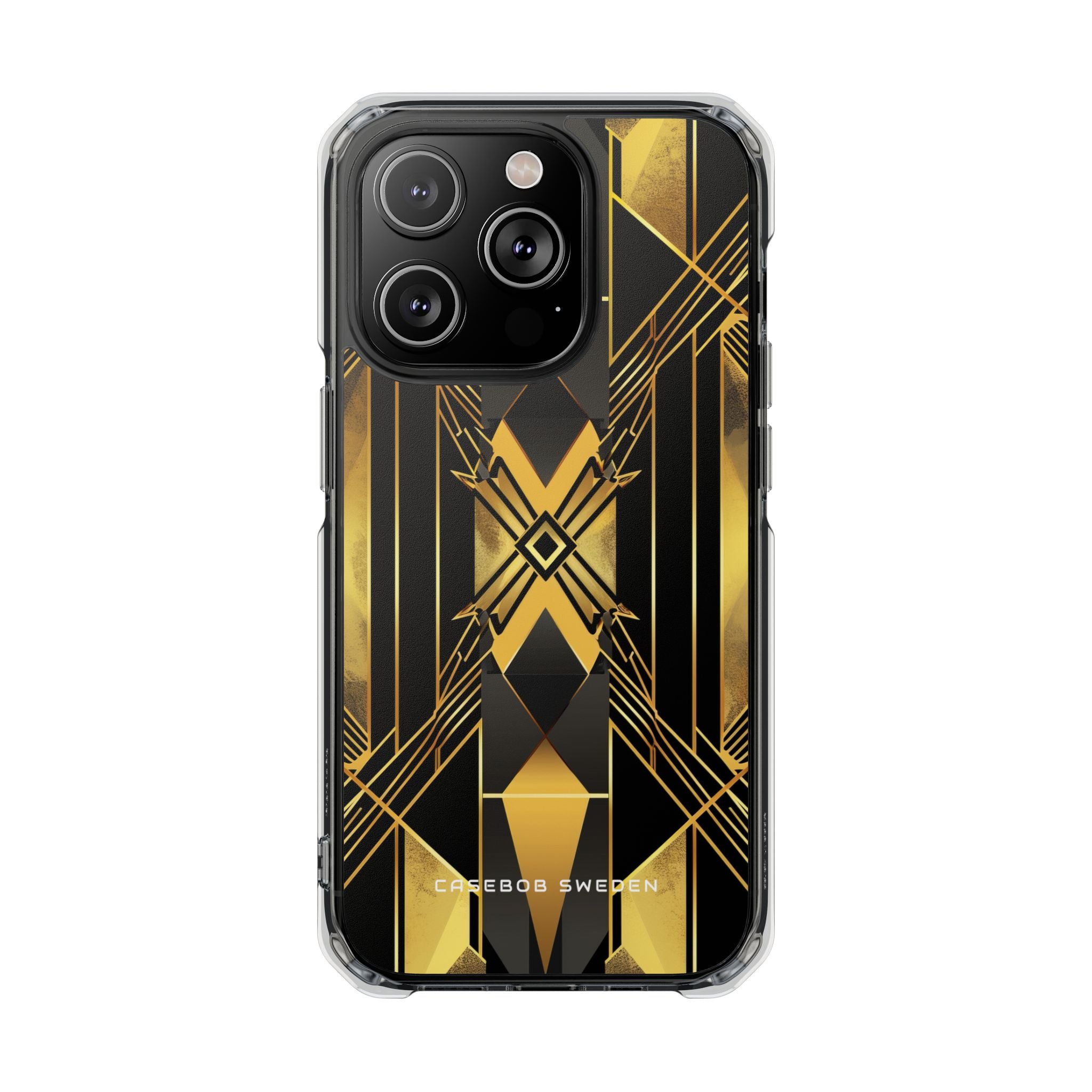 Golden Geometric Elegance iPhone 14 - Clear Impact Phone Case