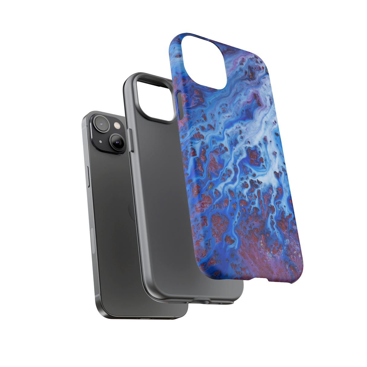 Ice Blue River Ink Art iPhone Case (Protective) Phone Case