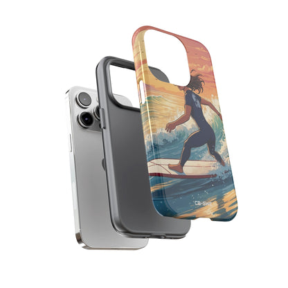 Surfing Into Sunset - iPhone Case