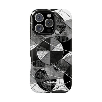 Monochrome Circle Maze iPhone 16 - Tough+