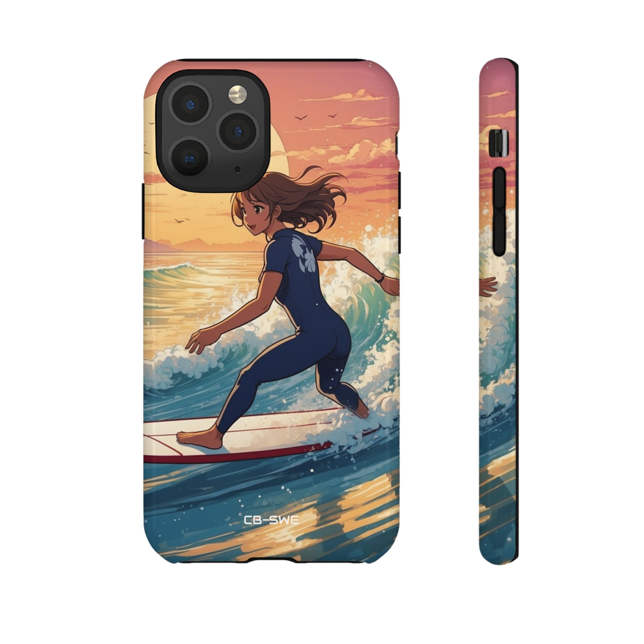 Surfing Into Sunset - iPhone Case