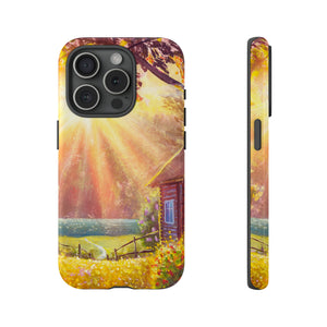 Flower Bushes Wooden House - Protective Phone Case