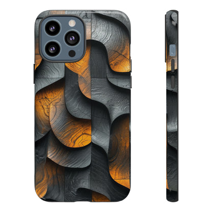 Grey Fire Orange Geometry - Protective Phone Case