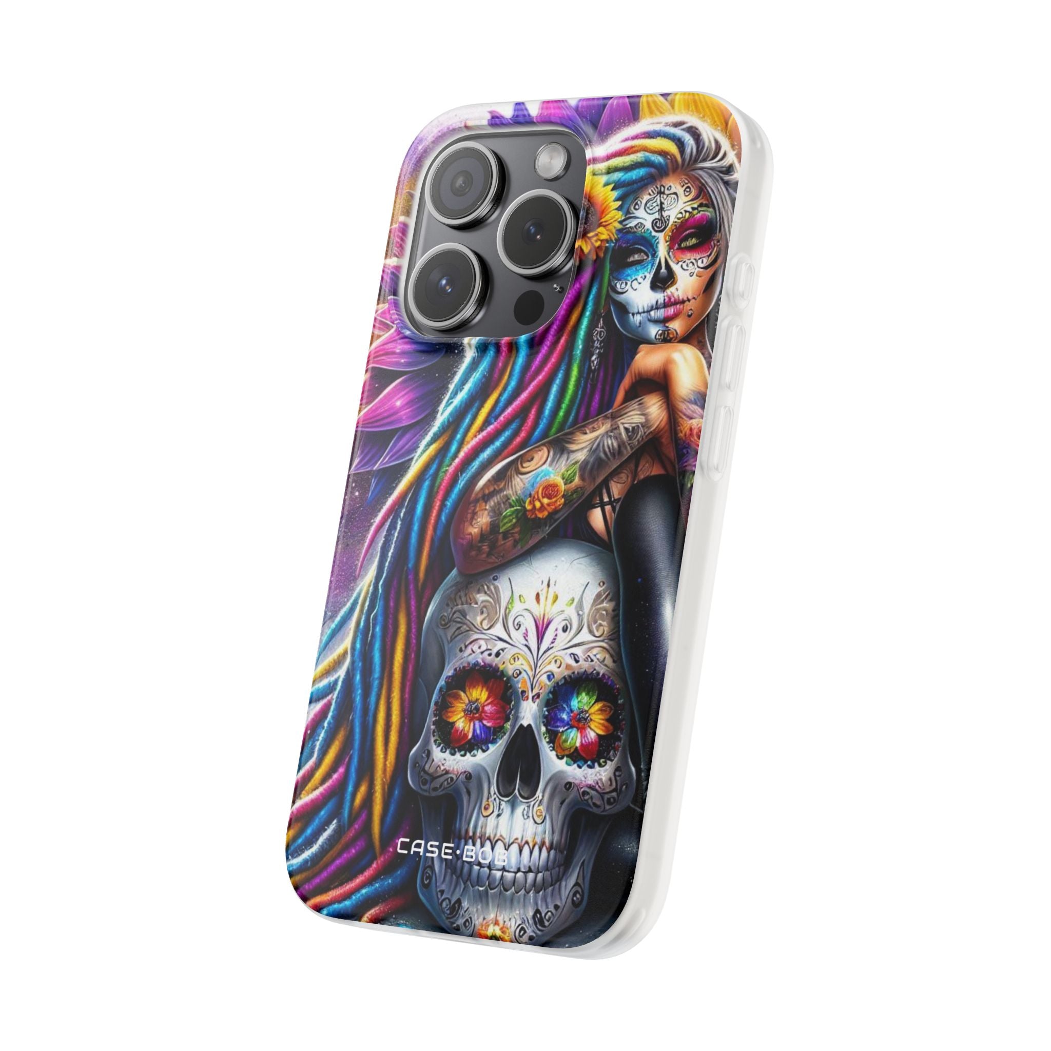 Sunflower Skull Glow iPhone 15 Pro Case - Soft