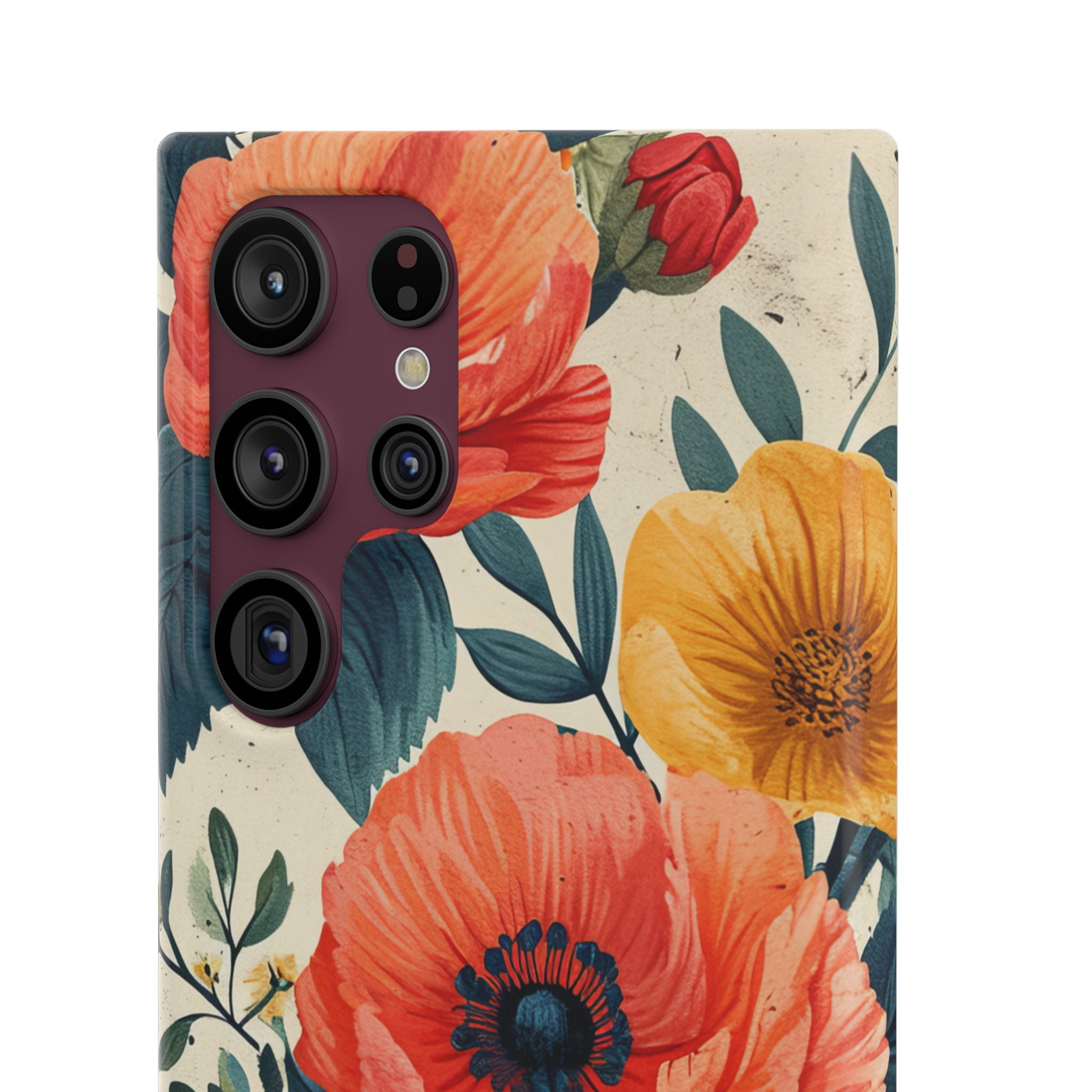 Vibrant Botanical Poppies - Slim Samsung S22 Phone Case