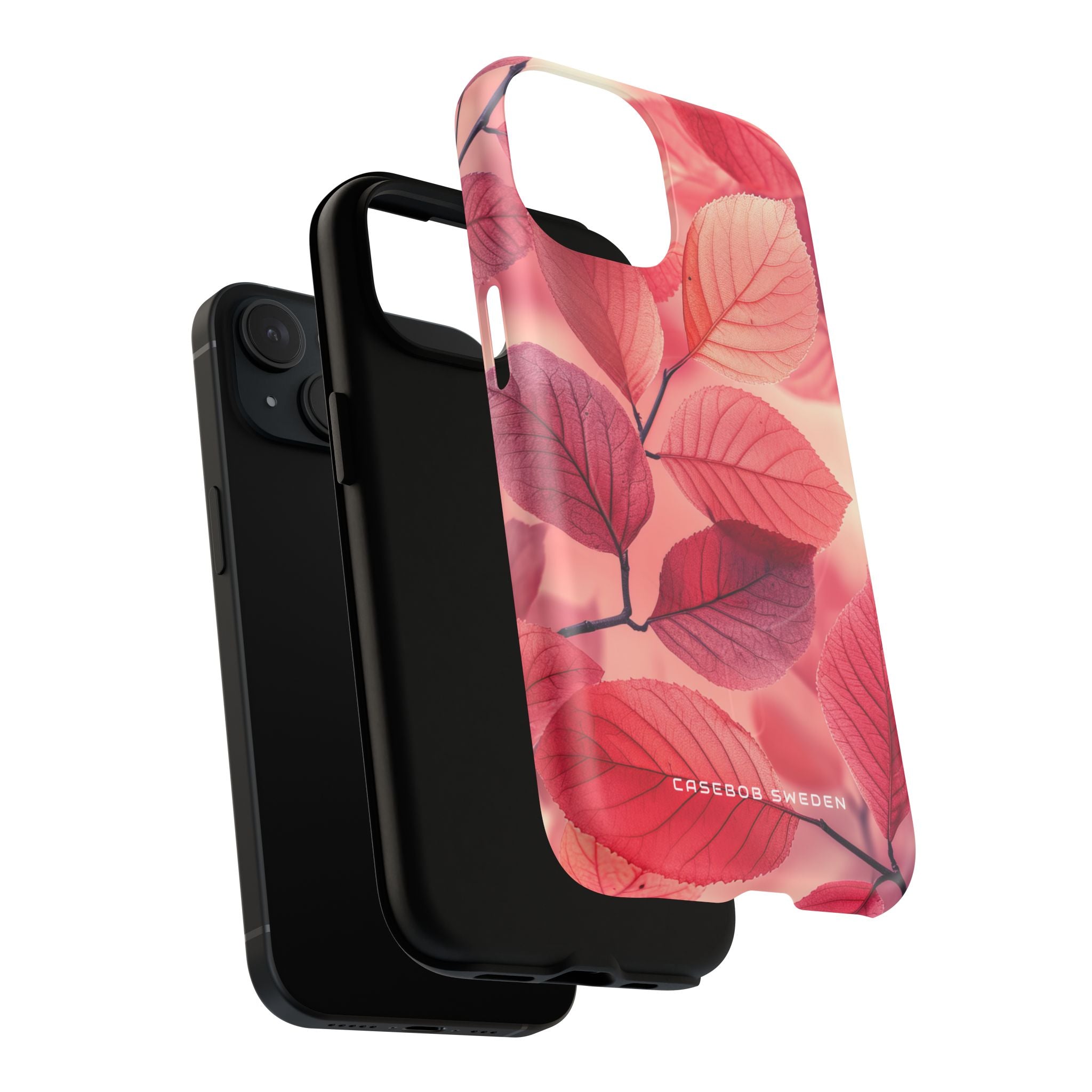 Elegant Pink Leaves iPhone 15 | Tough+ Phone Case