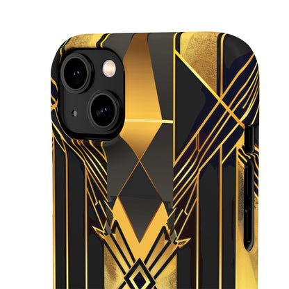 Golden Geometric Elegance iPhone 14 - Slim Phone Case