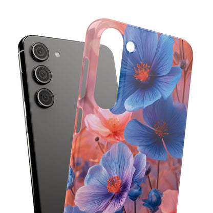 Blue Peach Blossoms - Slim Samsung S23 Phone Case