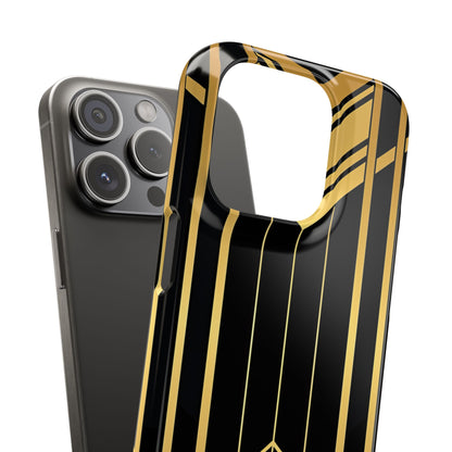 "Golden Art Deco Symmetry in Geometric Elegance" iPhone 15 - Slim Phone Case