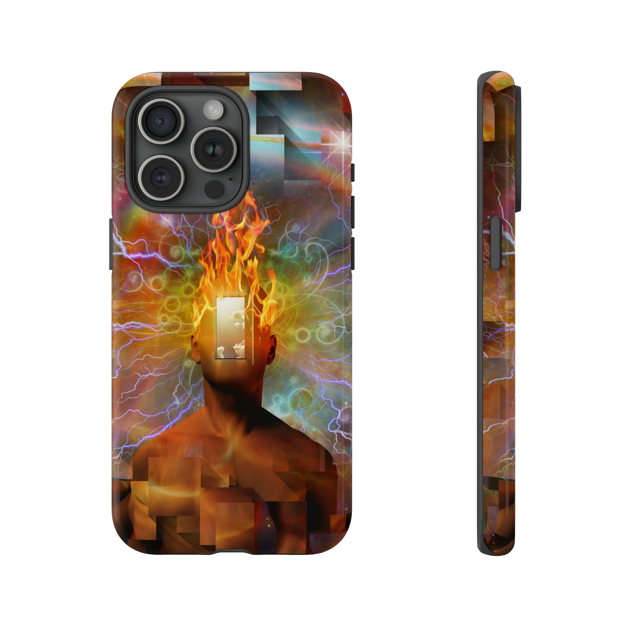 Man with burning mind - Protective Phone Case