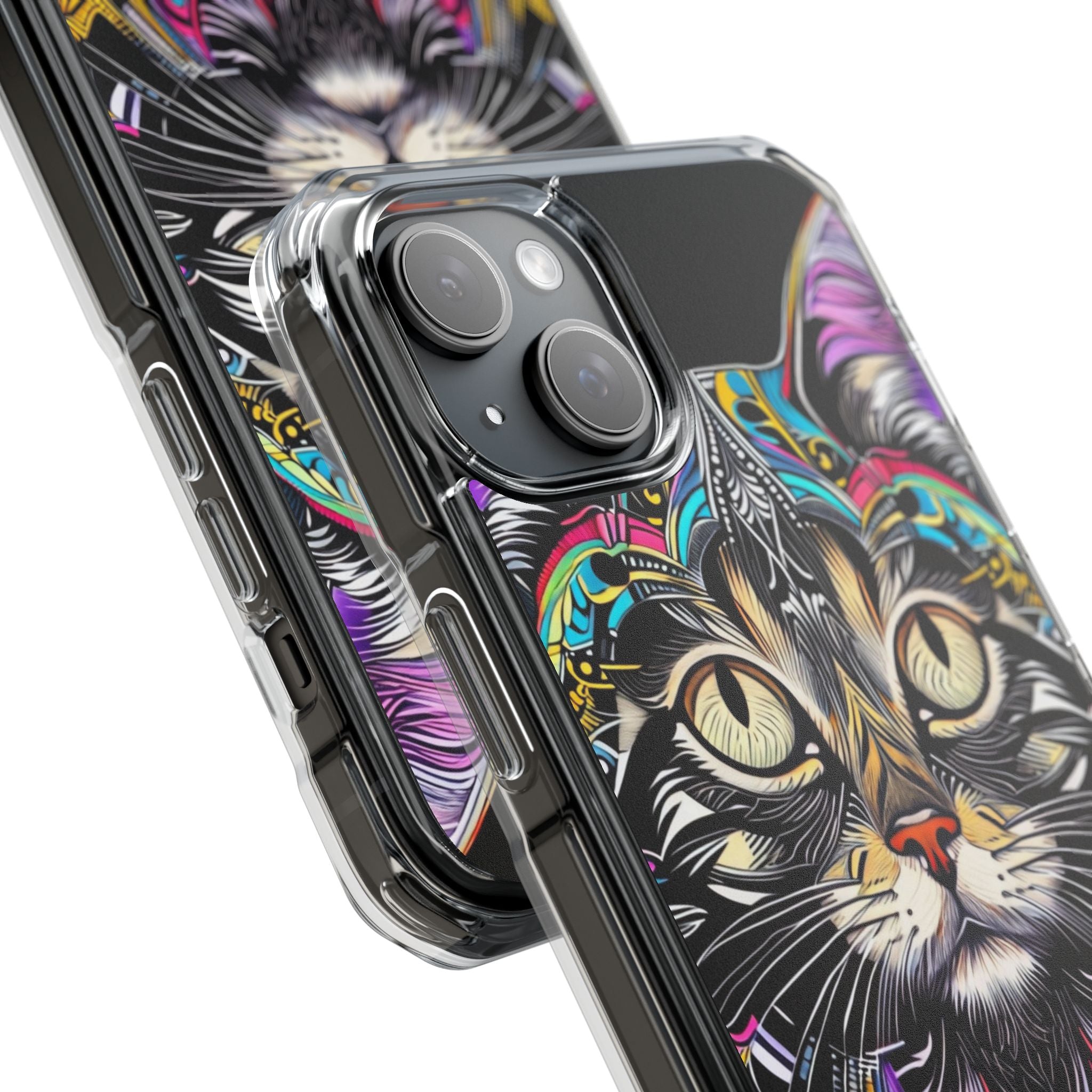 Psychedelic Cat Mirage iPhone Case - Impact