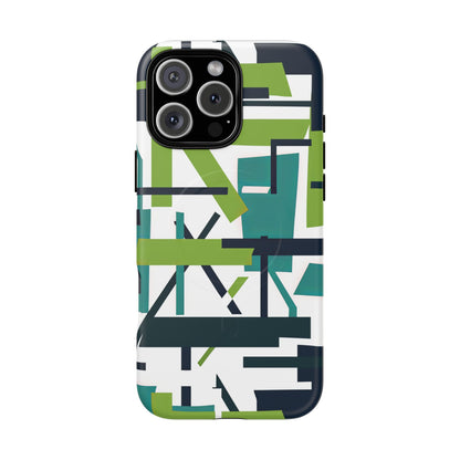 Green Geometry Glide iPhone 16  Tough+ Phone Case