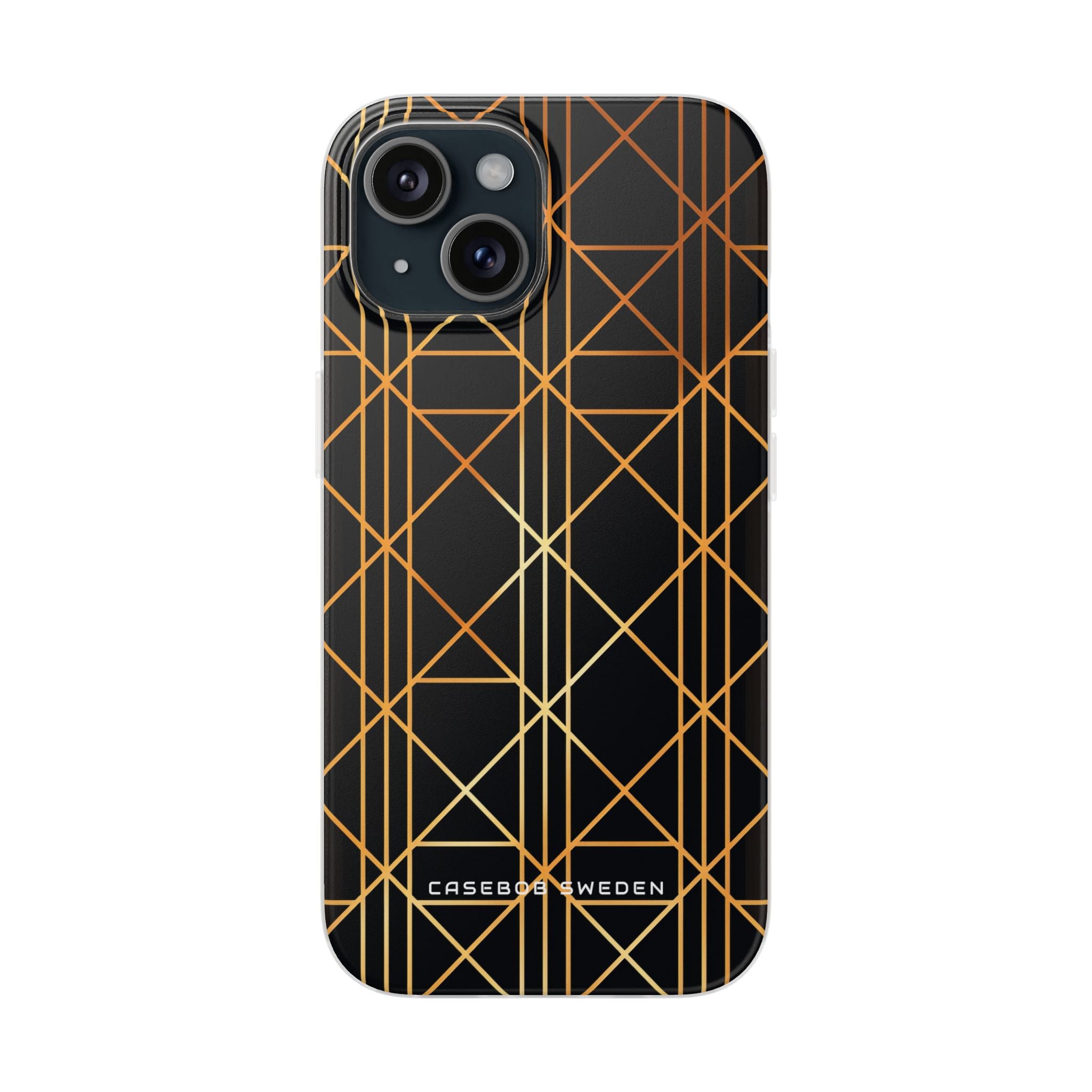 Goldene geometrische Eleganz iPhone 15 - Flexi-Telefonhülle