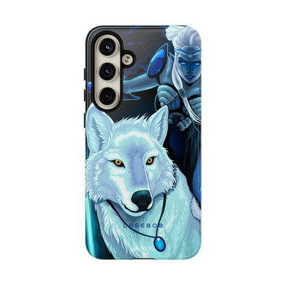 Elf with white wolf - Protective Phone Case