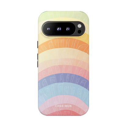 Pastel Rainbow Bands Google Pixel 9 Pro Case - Tough