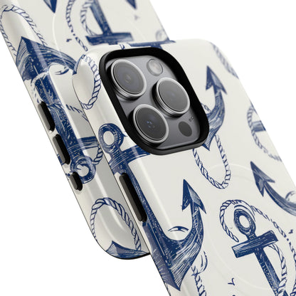 Navy Anchor Loop iPhone 15 Pro Max Case - Tough+