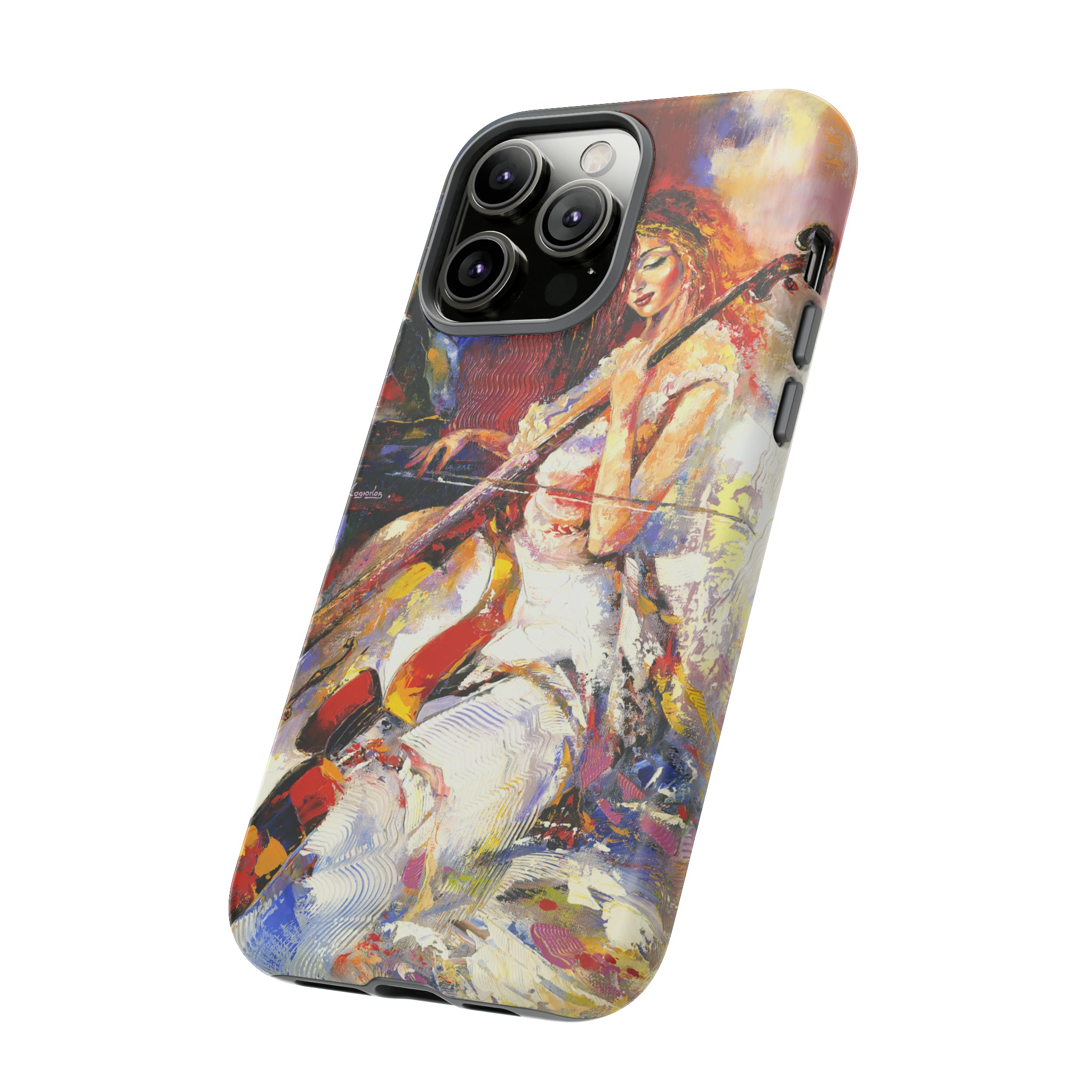 Oil panting - Girl playing Violoncello - Protective Phone Case