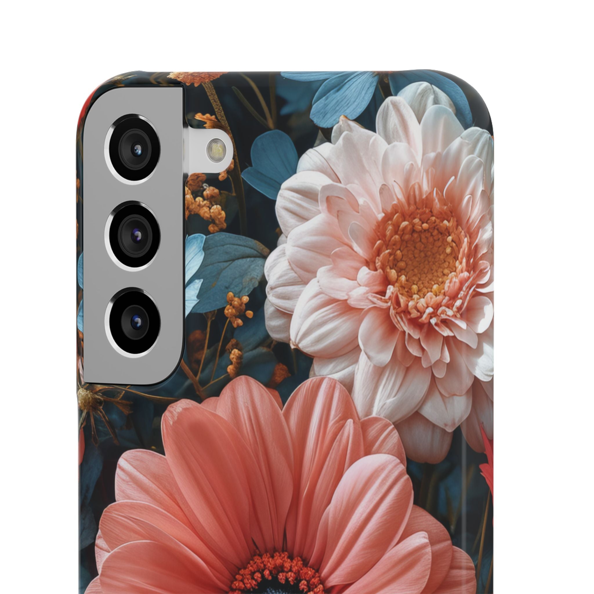 Coral Teal Blooms - Slim Samsung S22 Phone Case