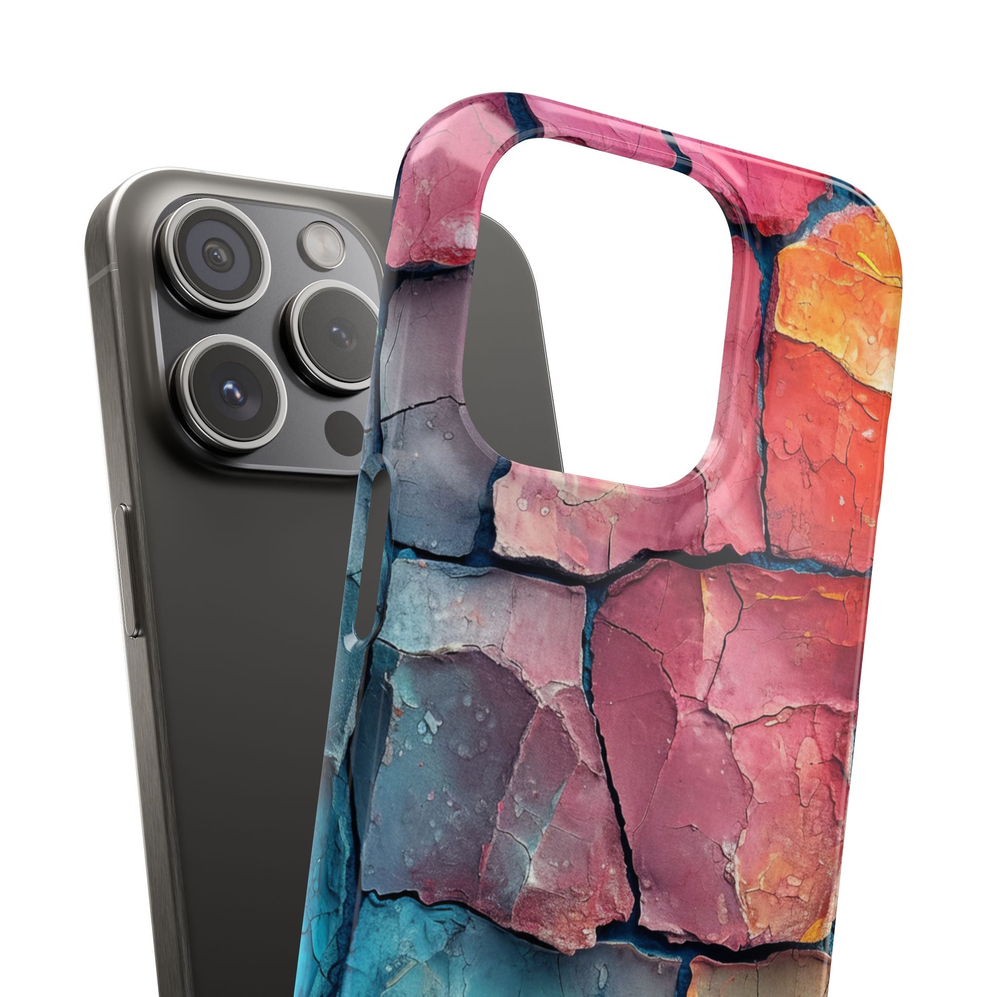 Cracked Earth Mosaic - Slim iPhone 15 Phone Case