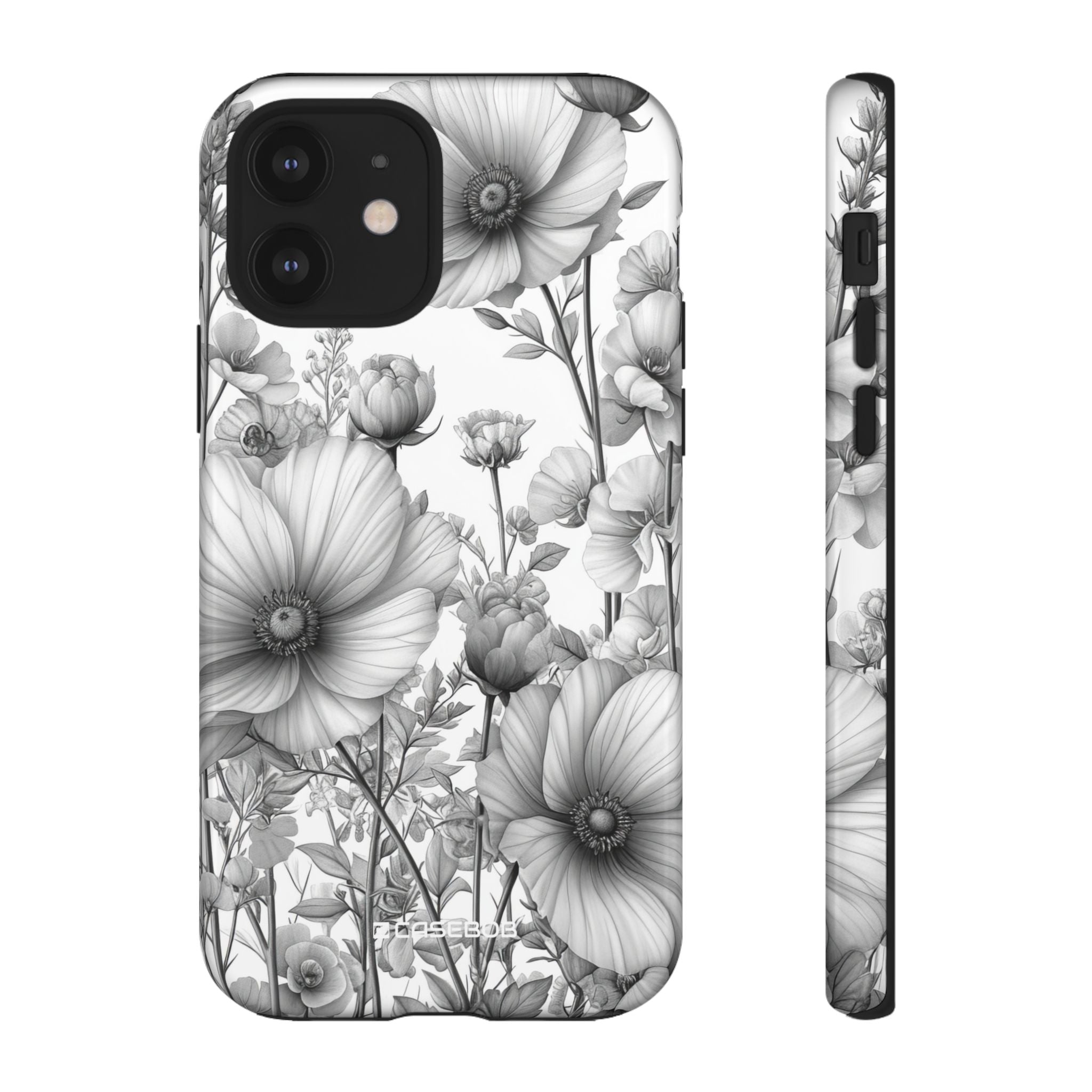 Monochrome Flora | Protective Phone Case for iPhone