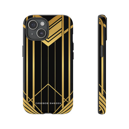 "Golden Art Deco Symmetry in Geometric Elegance" iPhone 15 - Tough Phone Case