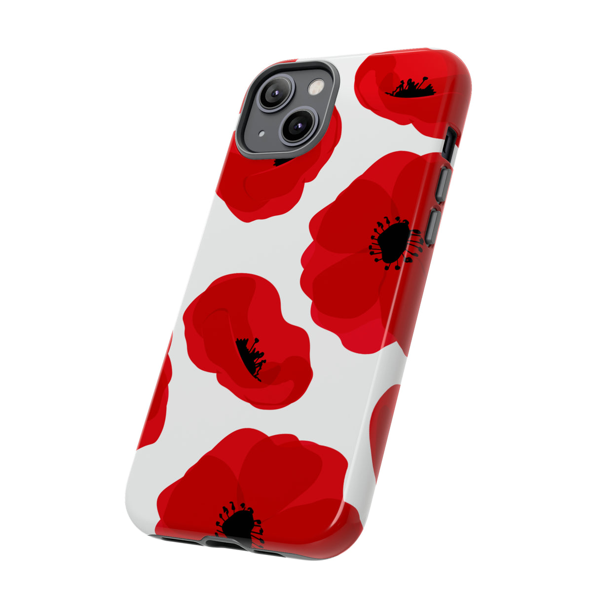 Red poppies on white iPhone case (Protective) - Protective Phone Case