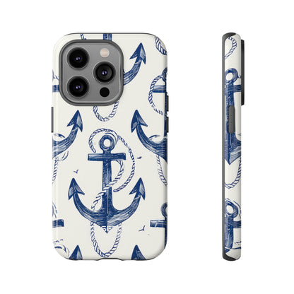 Navy Anchor Tapestry iPhone 14 - Tough